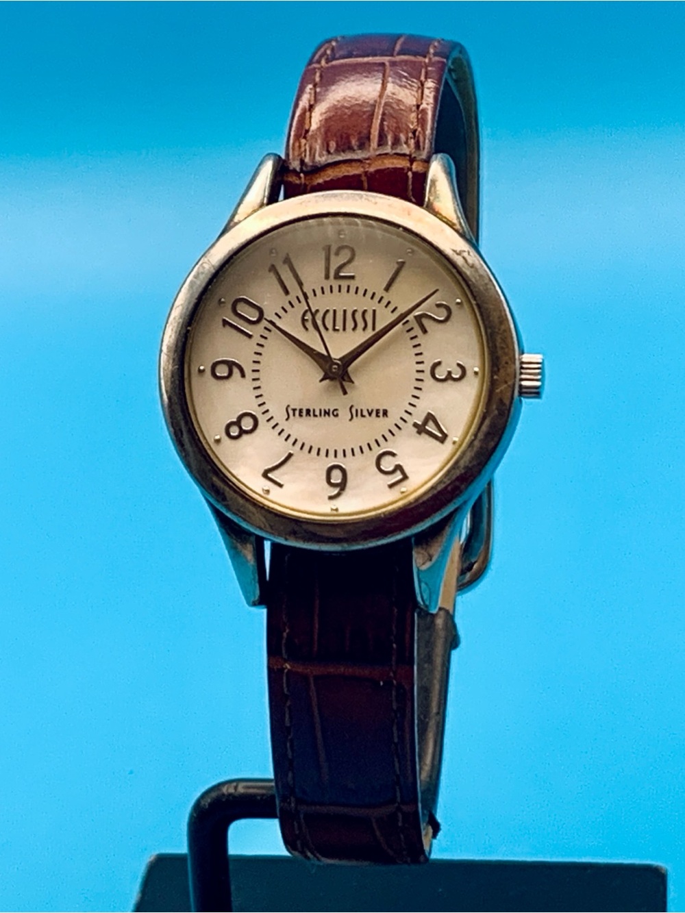 ECCLISSI 23182 Women’s Sterling Silver Case Wristwatch MOP Dial Works New Batt